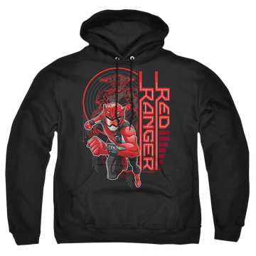 Black pullover hoodie with Power Rangers Red Ranger graphic