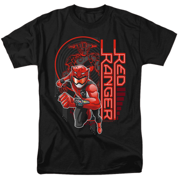 Black men's regular fit t-shirt with Power Rangers Red Ranger graphic