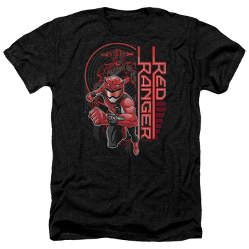 Charcoal men's heather t-shirt with Power Rangers Red Ranger graphic