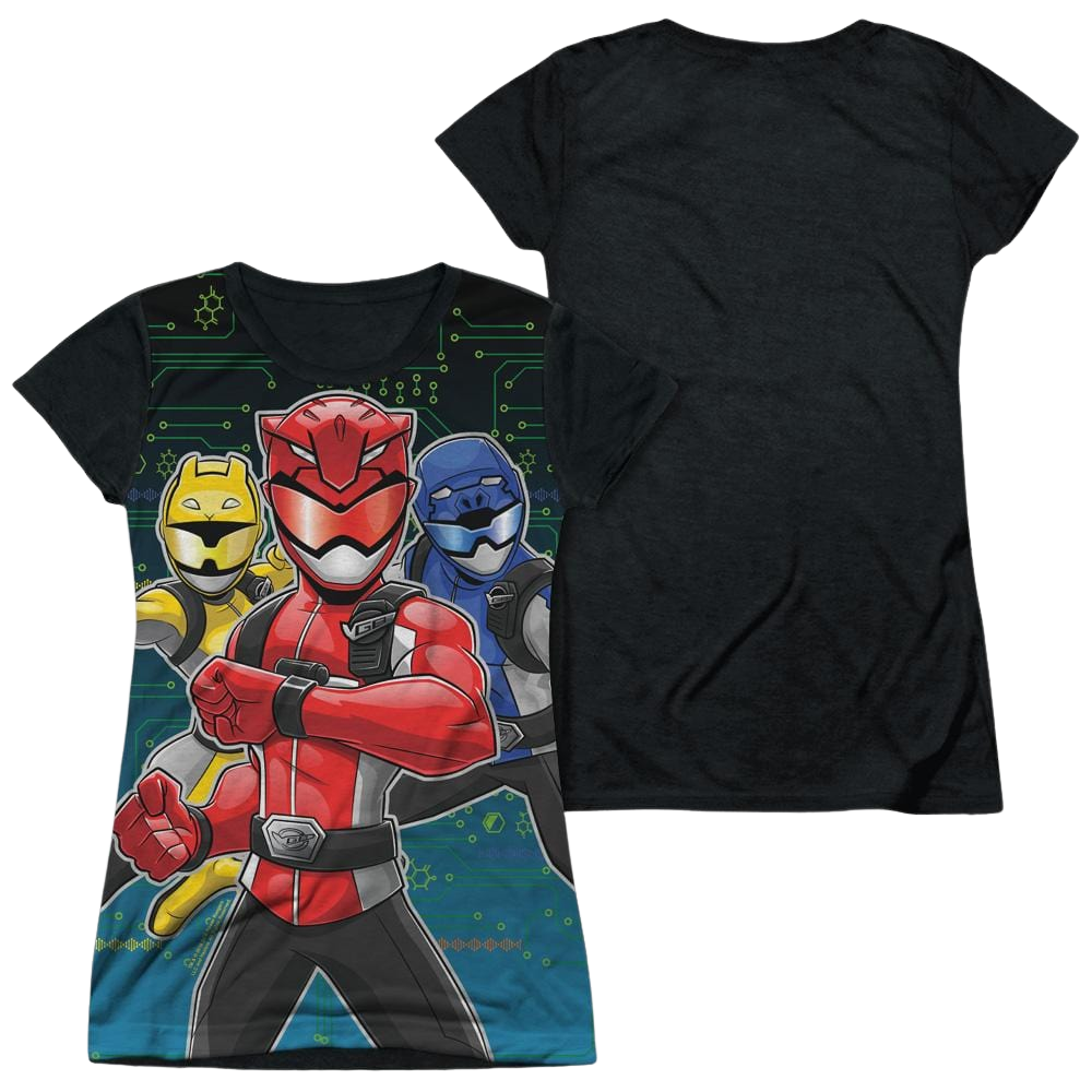 Power Rangers Battle Stance - Juniors Black Back T-Shirt Juniors Black Back T-Shirt Power Rangers   