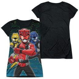 Power Rangers Battle Stance - Juniors Black Back T-Shirt Juniors Black Back T-Shirt Power Rangers   