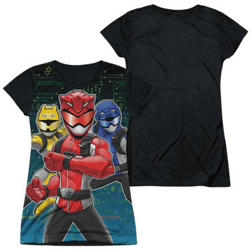 Power Rangers Battle Stance juniors black back t-shirt