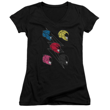 Power Rangers Line Helmets Juniors V-Neck T-Shirt Juniors V-Neck T-Shirt Power Rangers   