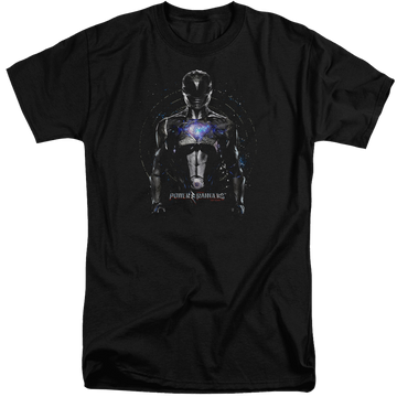 Black men's tall fit t-shirt with Power Rangers Black Ranger graphic