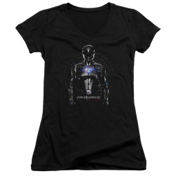 Power Rangers Black Ranger Juniors V-Neck T-Shirt Juniors V-Neck T-Shirt Power Rangers   