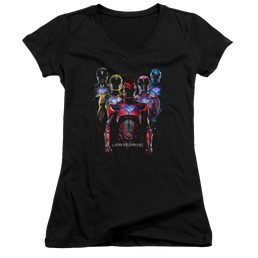 Power Rangers Team Of Rangers Juniors V-Neck T-Shirt Juniors V-Neck T-Shirt Power Rangers   