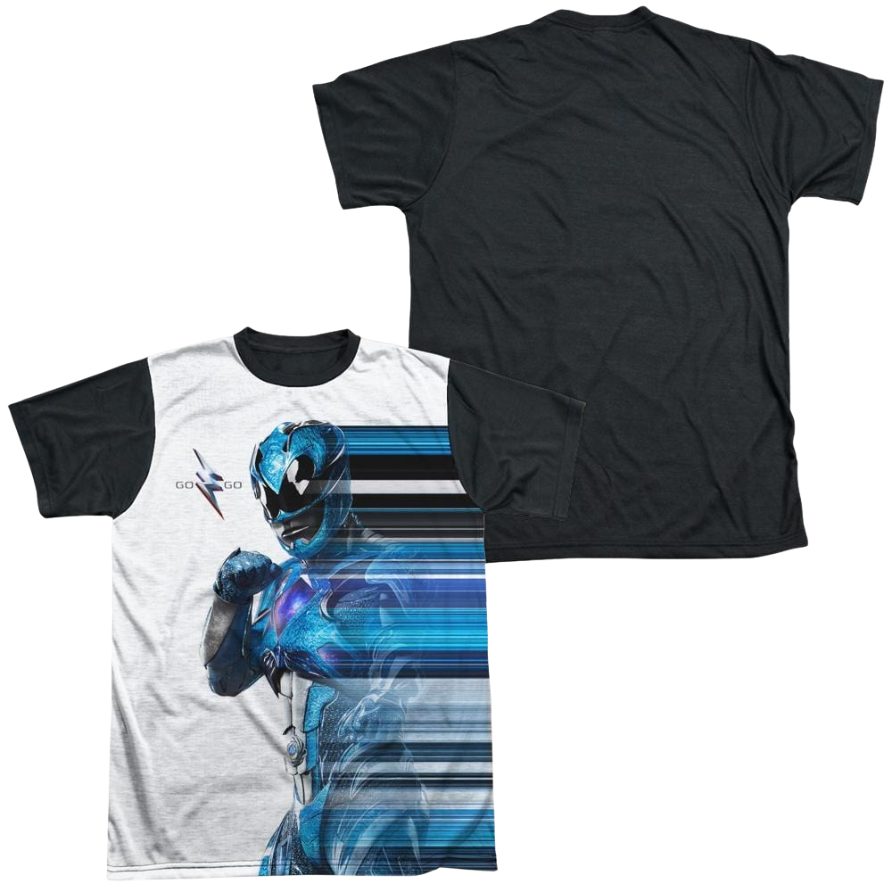 Power Rangers Blue Streak Men's Black Back T-Shirt Men's Black Back T-Shirt Power Rangers   