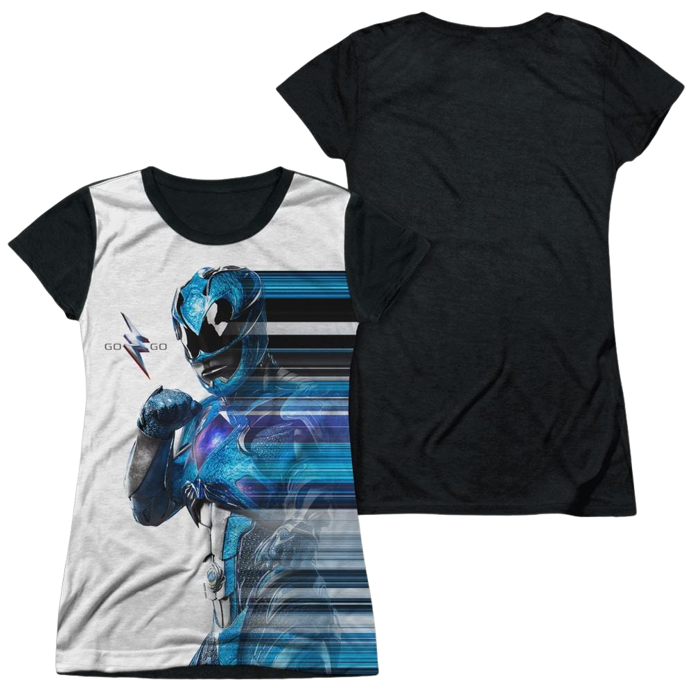 Power Rangers Blue Streak Juniors Black Back T-Shirt Juniors Black Back T-Shirt Power Rangers   