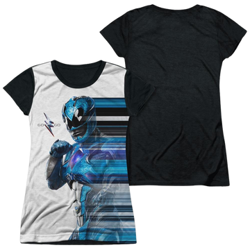 Power Rangers Blue Streak Juniors Black Back T-Shirt Juniors Black Back T-Shirt Power Rangers   