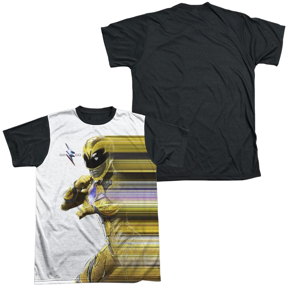 Power Rangers Yellow Streak Men's Black Back T-Shirt Men's Black Back T-Shirt Power Rangers   