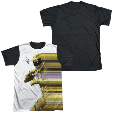Power Rangers Yellow Streak Men's Black Back T-Shirt Men's Black Back T-Shirt Power Rangers   