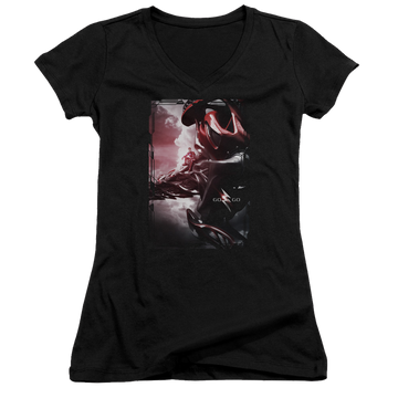 Power Rangers Red Zord Poster Juniors V-Neck T-Shirt Juniors V-Neck T-Shirt Power Rangers   