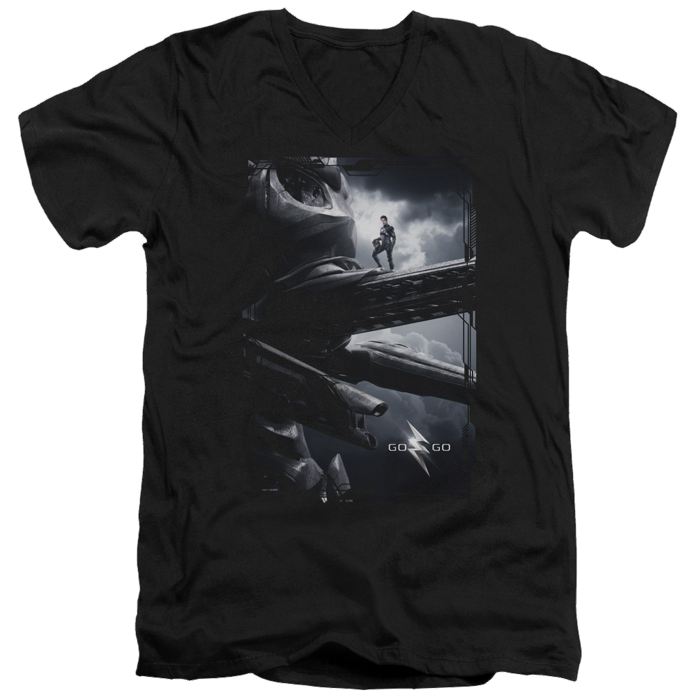 Power Rangers Black Zord Poster Men's V-Neck T-Shirt Men's V-Neck T-Shirt Power Rangers   