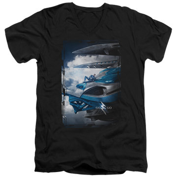 Power Rangers Blue Zord Poster Men's V-Neck T-Shirt Men's V-Neck T-Shirt Power Rangers   