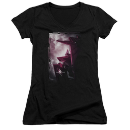 Power Rangers Pink Zord Poster Juniors V-Neck T-Shirt Juniors V-Neck T-Shirt Power Rangers   