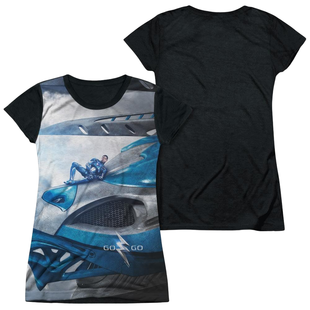 Power Rangers Blue Zord Poster Juniors Black Back T-Shirt Juniors Black Back T-Shirt Power Rangers   