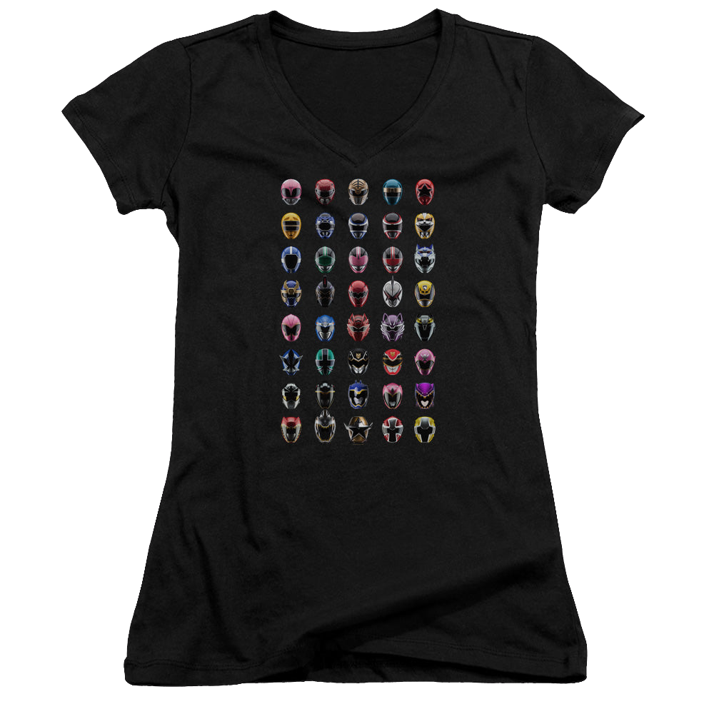 Mighty Morphin Power Rangers Visual Timeline - Juniors V-Neck T-Shirt Juniors V-Neck T-Shirt Power Rangers   