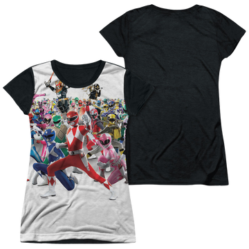 Mighty Morphin Power Rangers Ranger Overload - Juniors Black Back T-Shirt Juniors Black Back T-Shirt Power Rangers   