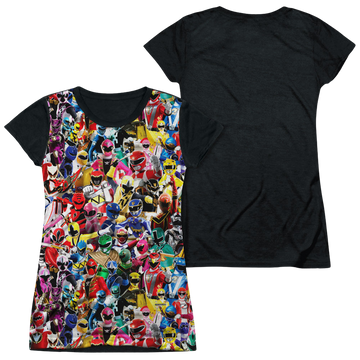 Mighty Morphin Power Rangers Crowd Of Rangers - Juniors Black Back T-Shirt Juniors Black Back T-Shirt Power Rangers   