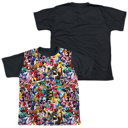 Mighty Morphin Power Rangers Crowd Of Rangers - Youth Black Back T-Shirt Youth Black Back T-Shirt (Ages 8-12) Power Rangers   