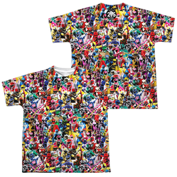 Mighty Morphin Power Rangers Crowd Of Rangers (F/B) - Youth All-Over Print Youth All-Over Print T-Shirt (Ages 8-12) Power Rangers   