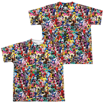 Mighty Morphin Power Rangers Crowd Of Rangers (F/B) - Youth All-Over Print Youth All-Over Print T-Shirt (Ages 8-12) Power Rangers   