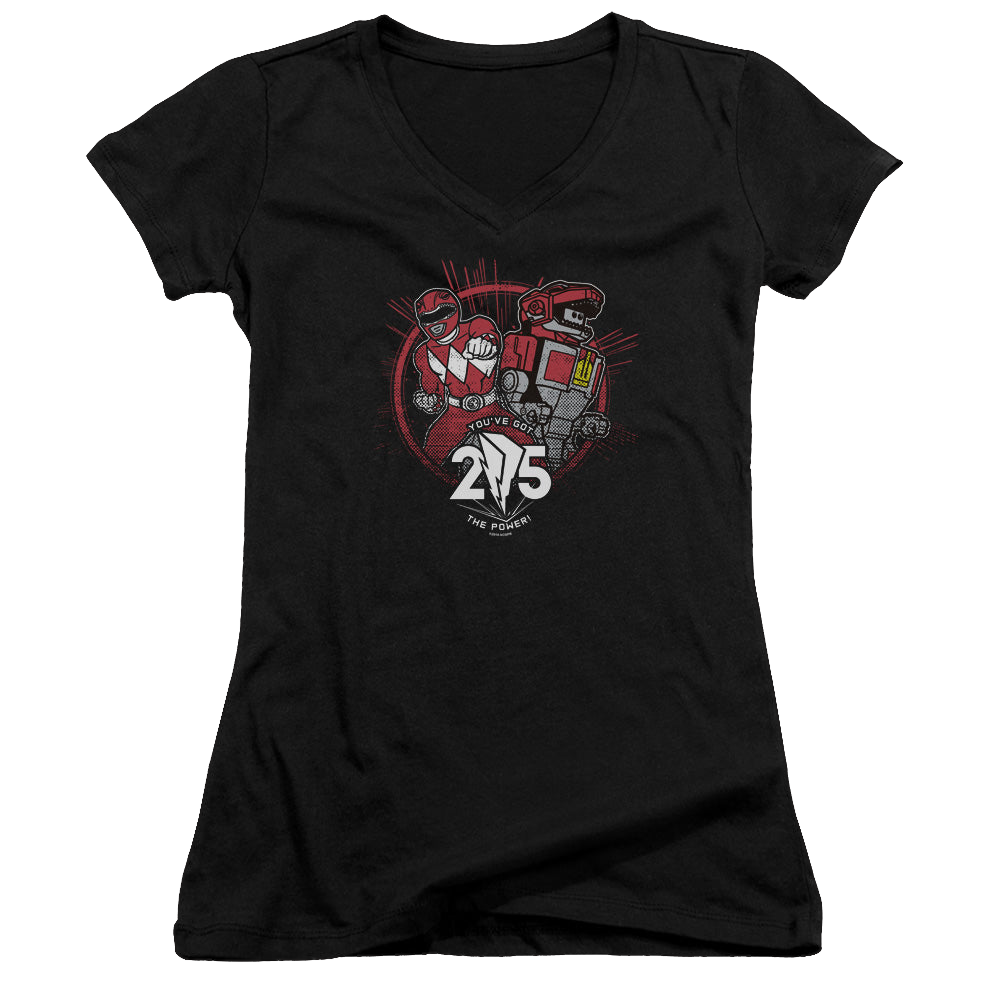 Mighty Morphin Power Rangers Red 25 - Juniors V-Neck T-Shirt Juniors V-Neck T-Shirt Power Rangers   