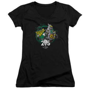 Mighty Morphin Power Rangers Green 25 - Juniors V-Neck T-Shirt Juniors V-Neck T-Shirt Power Rangers   