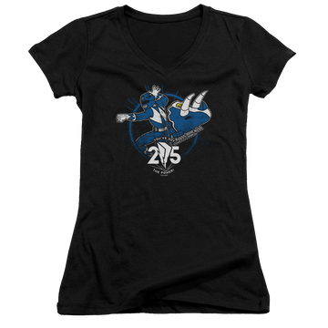 Mighty Morphin Power Rangers Blue 25 - Juniors V-Neck T-Shirt Juniors V-Neck T-Shirt Power Rangers   