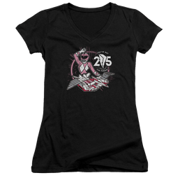 Mighty Morphin Power Rangers Pink 25 - Juniors V-Neck T-Shirt Juniors V-Neck T-Shirt Power Rangers   