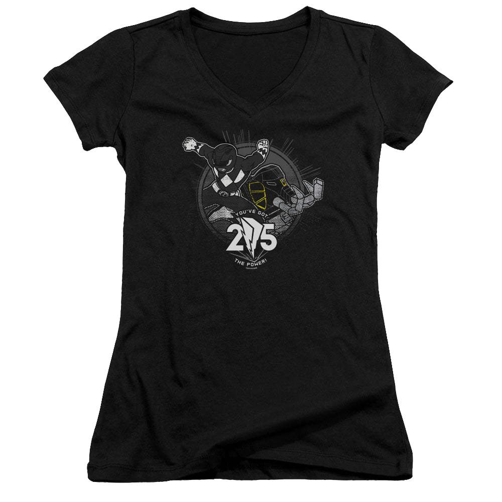 Mighty Morphin Power Rangers Black 25 - Juniors V-Neck T-Shirt Juniors V-Neck T-Shirt Power Rangers   