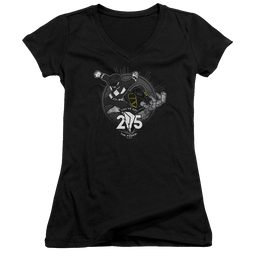 Mighty Morphin Power Rangers Black 25 - Juniors V-Neck T-Shirt Juniors V-Neck T-Shirt Power Rangers   