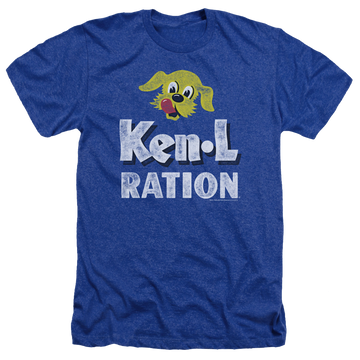 Royal men's heather t-shirt with Ken-L Ration Ken L Ration Distressed Logo graphic
