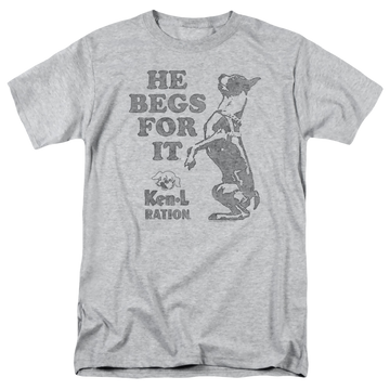Athletic heather men's regular fit t-shirt with Ken-L Ration Ken L Ration Begs graphic