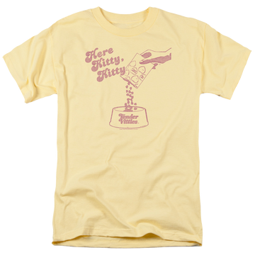 Banana men's regular fit t-shirt with Tender Vittles Ken L Ration Here Kitty graphic