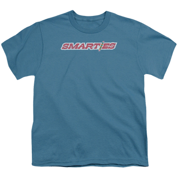 Slate youth t-shirt for ages 8 to 12 with Smarties Vintage Logo graphic