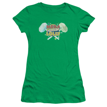 Kelly green juniors t-shirt with Smarties Mega Lolly graphic