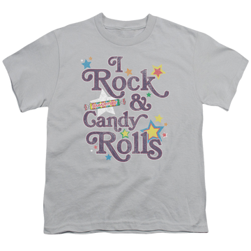 Silver youth t-shirt for ages 8 to 12 with Smarties I Rock graphic
