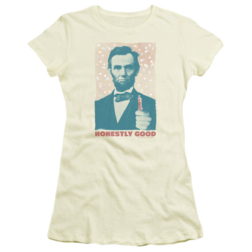 Cream juniors t-shirt with Smarties Honestly Good graphic