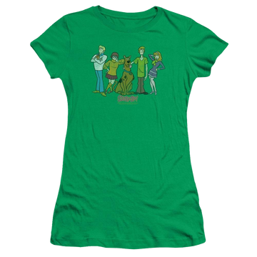 Kelly green juniors t-shirt with Scooby Doo Scooby Gang graphic