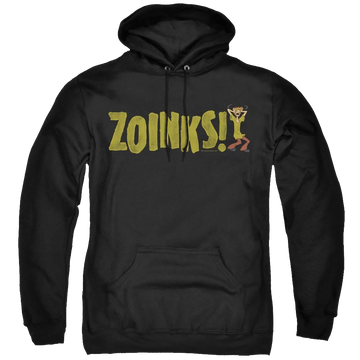 Black pullover hoodie with Scooby Doo Zoinks graphic