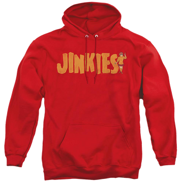 Red pullover hoodie with Scooby Doo Jinkies graphic
