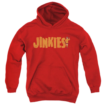 Red youth hoodie for ages 8 to 12 with Scooby Doo Jinkies graphic