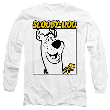 White men's long sleeve t-shirt with Scooby Doo Scooby Square graphic