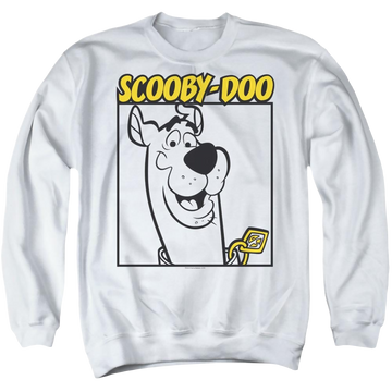 White men's crewneck sweatshirt with Scooby Doo Scooby Square graphic