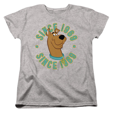 Athletic heather women's t-shirt with Scooby Doo Scooby 1969 graphic