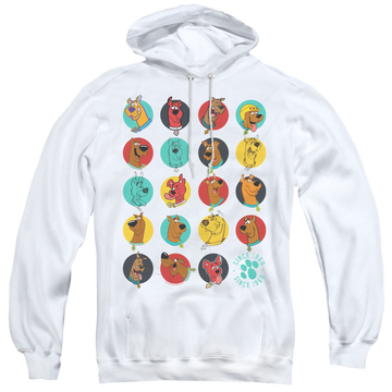 White pullover hoodie with Scooby Doo Heads Up graphic