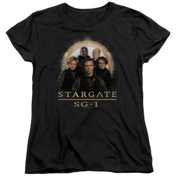 Black women's t-shirt with Stargate Sg1 Team graphic