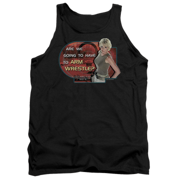Black men's tank with Stargate Arm Wrestle graphic