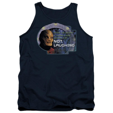 Navy men's tank with Stargate Not Laughing graphic